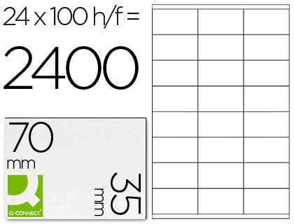 CJ100 hojas A4 2400 etiquetas adhesivas Q-Connect 70x35mm.  ILC